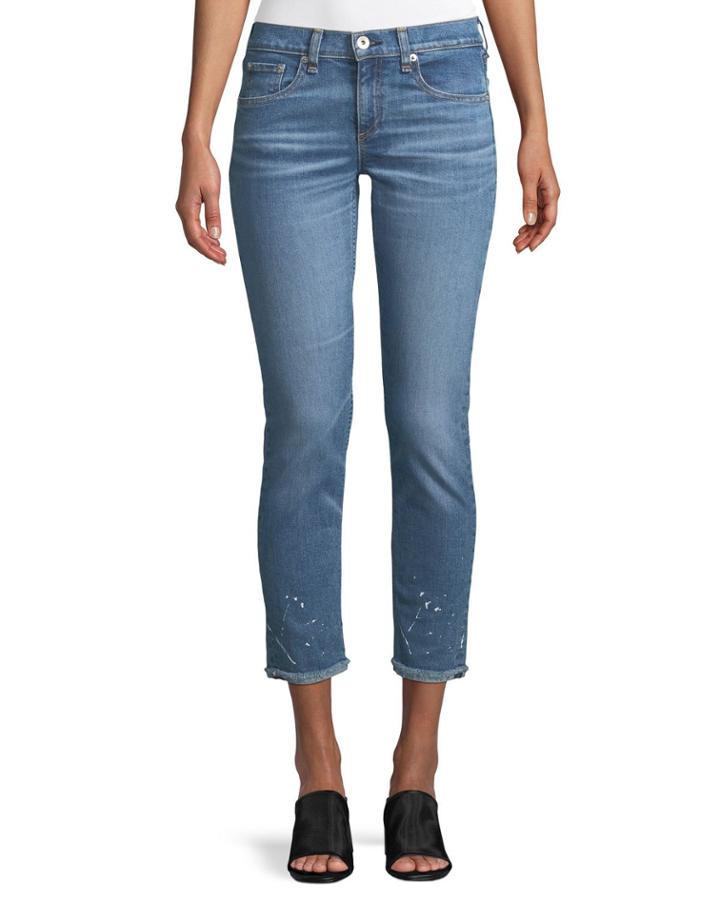 Dre Splattered Straight-leg Ankle Jeans