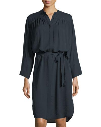 Shirred Silk Belted