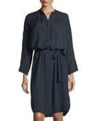 Shirred Silk Belted