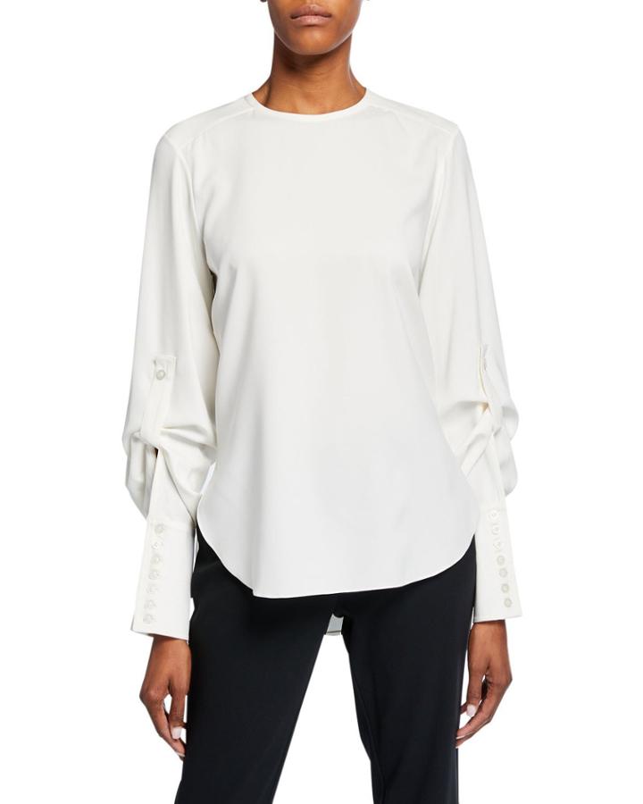 Silk French Cuff Shirttail Blouse