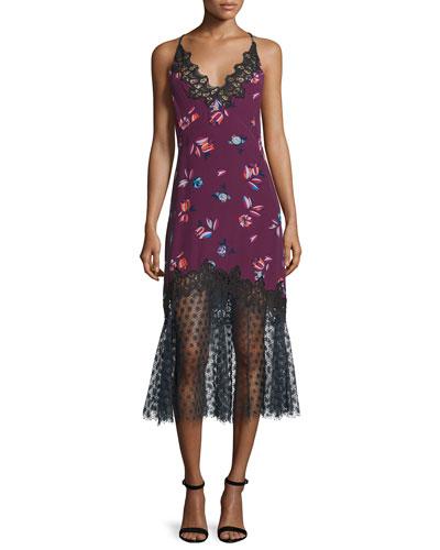 Floral-print Lace-combo
