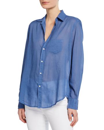 Eileen Tissue Color Italian Cotton Long-sleeve Button-down