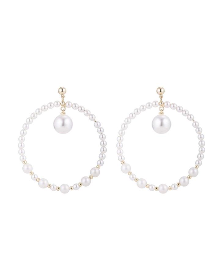 Anna Pearl Hoop-drop Earrings