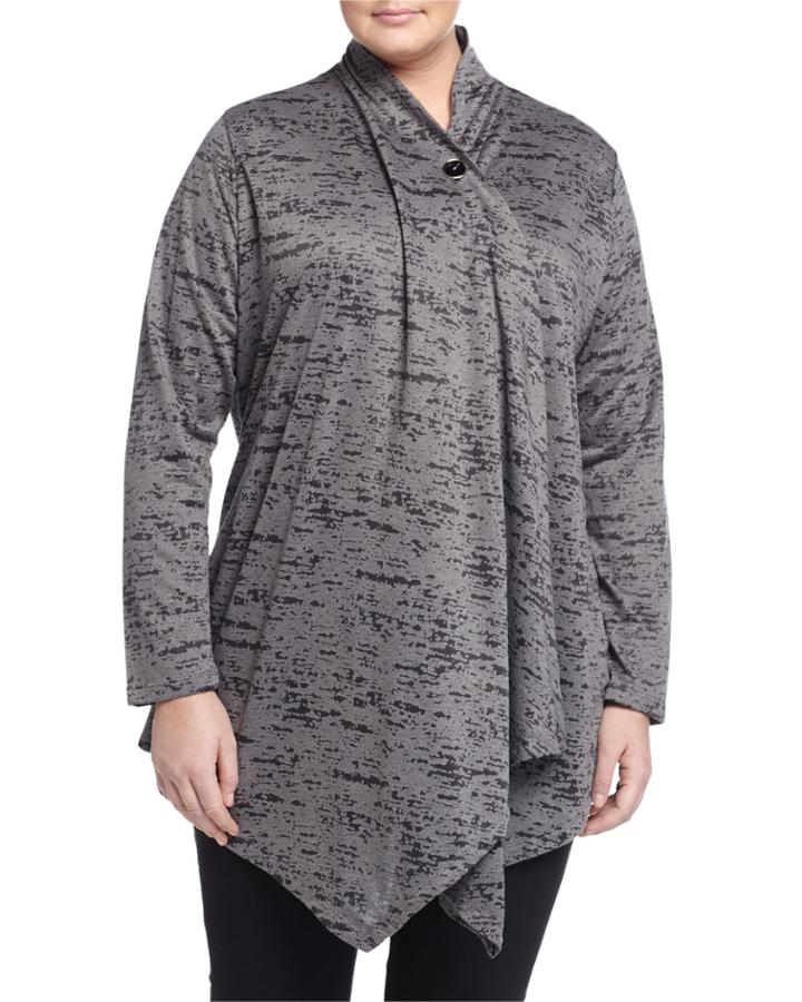 Balance Wrap-front One-button Cardigan, Heather Asphalt, Women's, Size: