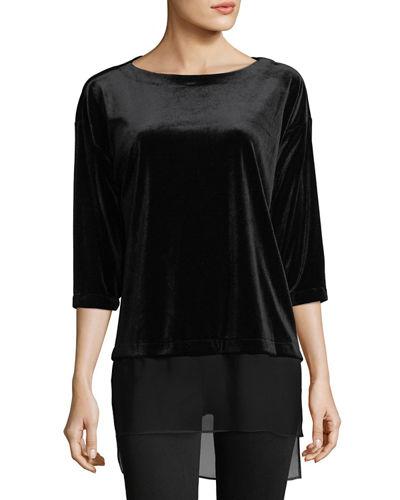 3/4-sleeve Velvet Tunic