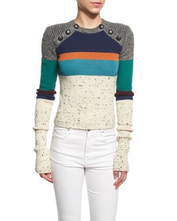 Doyle Knit Colorblock Sweater, Ivory/multi