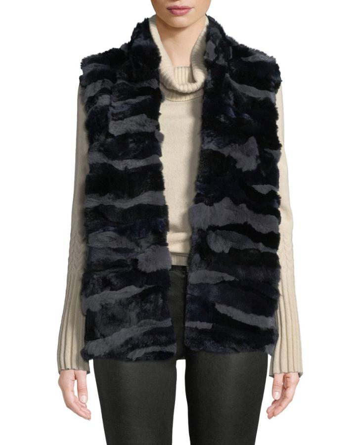 Tiger-stripe Rabbit Fur Vest