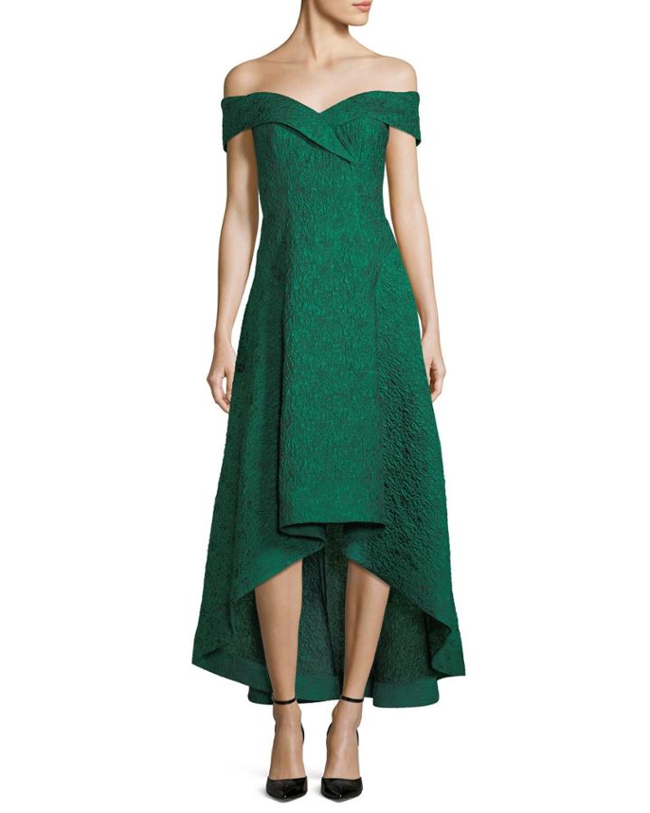 Taffeta Off-the-shoulder High-low Cocktail Dress