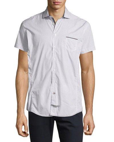 Net-print Short-sleeve Sport Shirt,