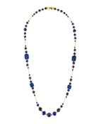 Long Sodalite, Jade & Glass Beaded Necklace