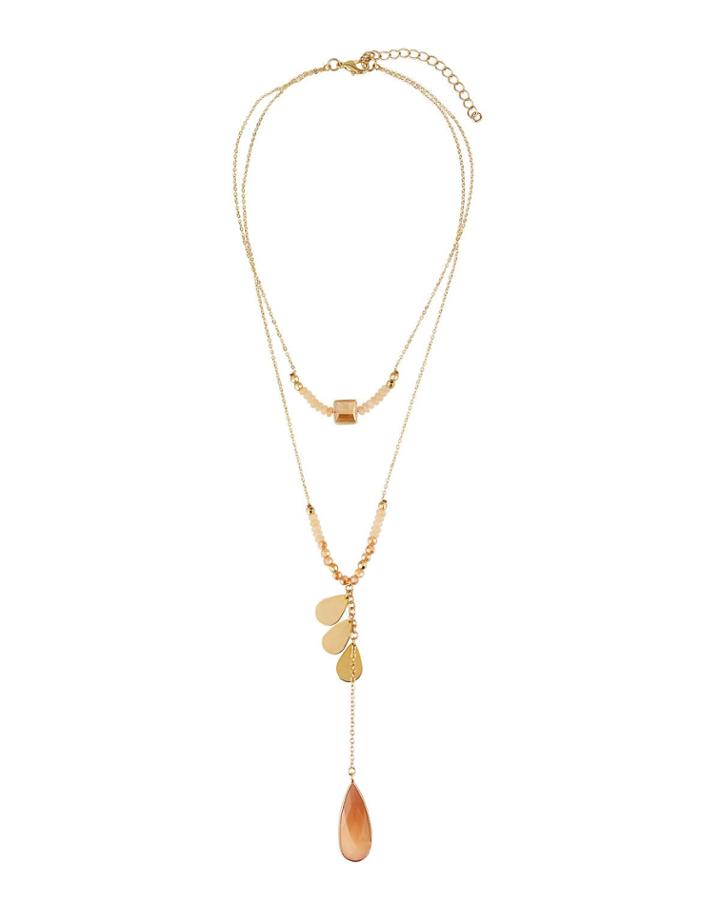 Layered Y-necklace, Peach