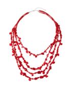 4-strand Coral Necklace, Red