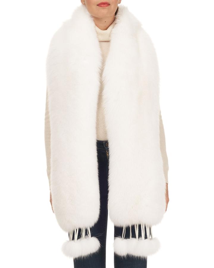 Shadow Fox Fur Pompom Boa With