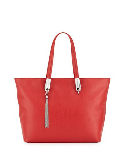 Tassel Zip-top Tote Bag, Red