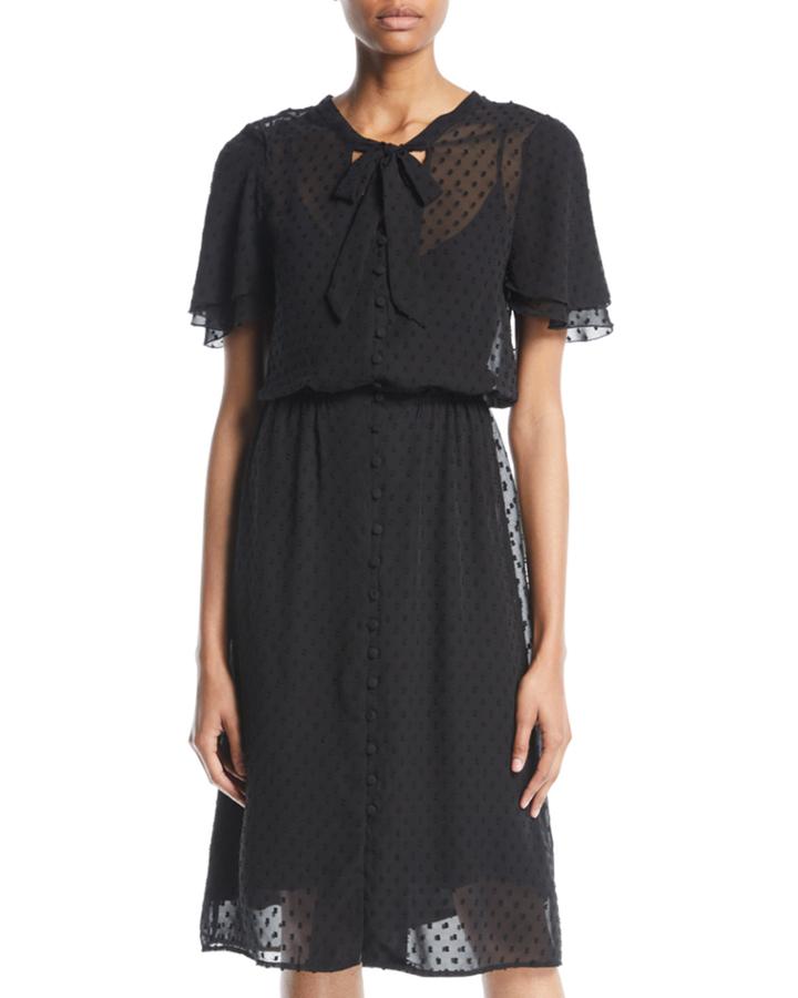 Last-call Swiss-dot Embroidered Chiffon Dress