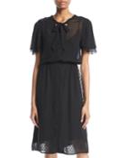Last-call Swiss-dot Embroidered Chiffon Dress