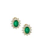 18k Diamond & Emerald Flower Earrings
