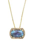 14k Blue Topaz & Diamond East-west Necklace