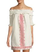 Essence Off-the-shoulder Embroidered Tunic
