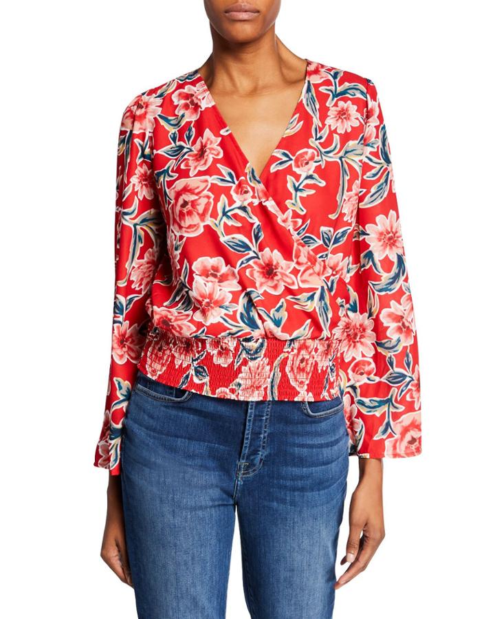 Floral-print Bell-sleeve Top