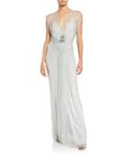 Amelie Sequined Knotted Chiffon Gown