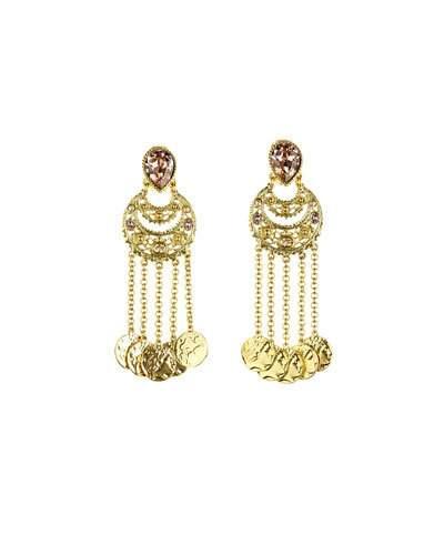 Filigree Coin Drop Clip Earrings