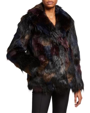 Reversible Faux Fur Patchwork Coat
