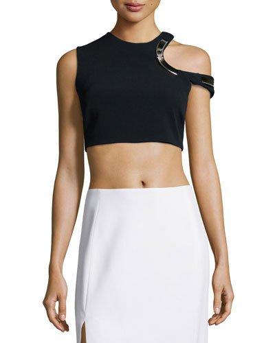Hardware-trimmed Keyhole Crop Top