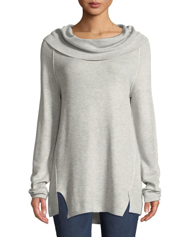 Cowl Neck Sweatshirt With Exposed