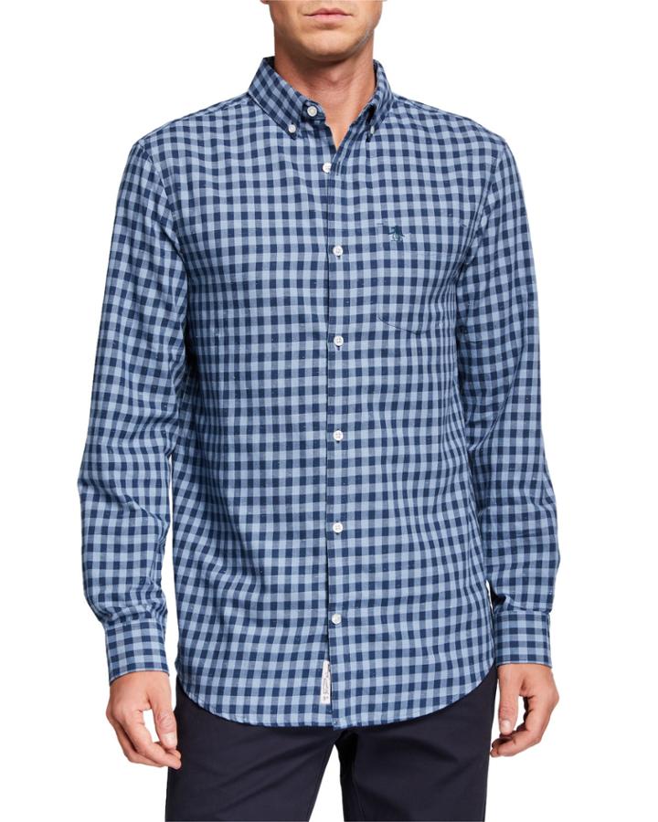 Men's Long-sleeve Jaspe Check
