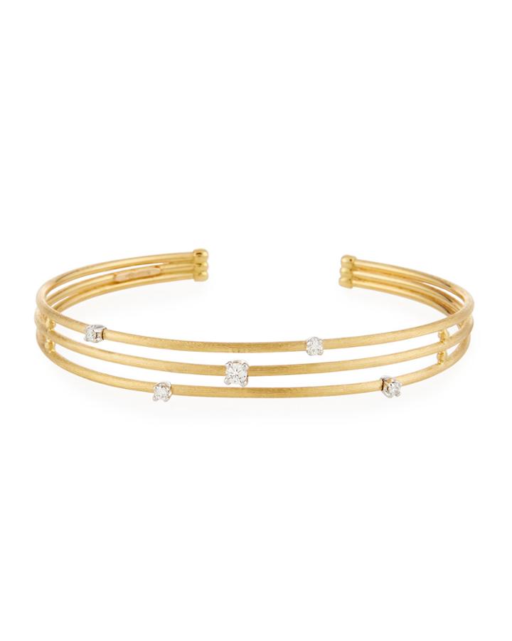18k Three-row Diamond Cuff Bracelet