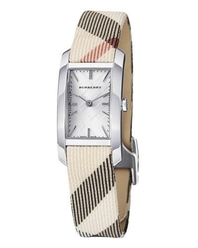 Check-strap Rectangular Watch