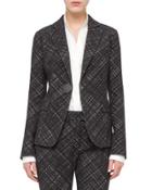 Crosshatch Jacquard One-button Jacket, Black