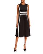 Sleeveless Colorblock Midi Fit & Flare Dress