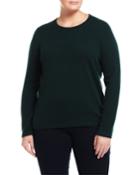 Neiman Marcus Cashmere Crewneck Long-sleeve Sweater, Holly, Women's,