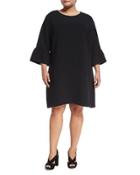 3/4-sleeve Crepe Dress,