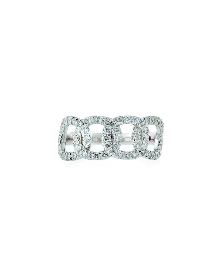 18k White Gold Diamond Cable Ring,
