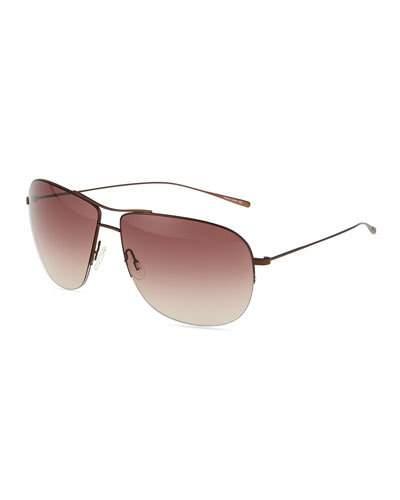 Gradient Metallic Aviator Sunglasses, Walnut/spice Brown