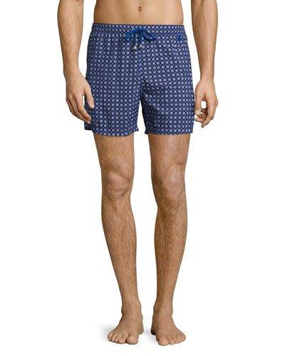 Floral-print Swim Trunks, Blue