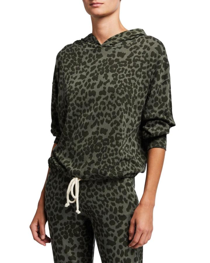 Leopard-print Drawstring Hoodie