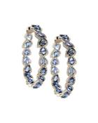 18k White Gold Sapphire & Diamond Hoop Earrings
