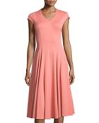 Seamed V-neck Fit-and-flare Dress