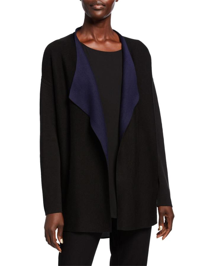 Silk/organic Cotton Piped Cascade Front Cardigan