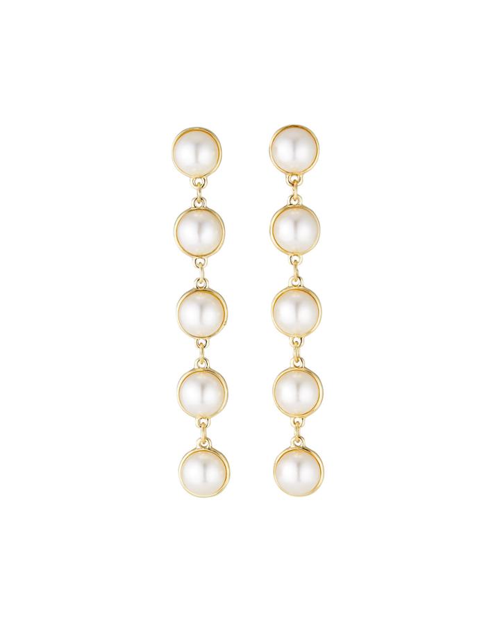 Pearly 5-dangle Earrings, White