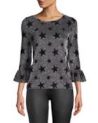 Velvet Star Ruffle Glitter Top