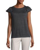 Ruched-sleeve Cashmere Sweater, Dark Gray