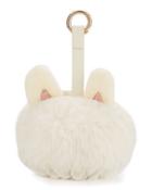 Rabbit Faux-fur Pompom Device Charger, White