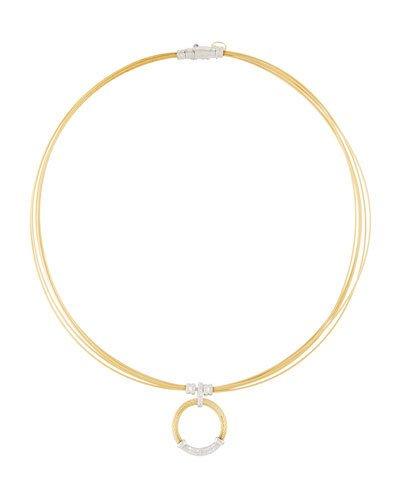 Classique Cable & Diamond Pendant Necklace, Yellow