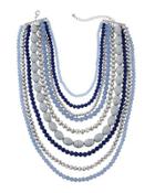 Nine-layer Statement Beaded Necklace, Blue