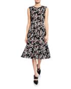 Marley Floral-print Sleeveless Midi Dress With Pintucking